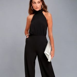 Lulu's Moment for Life Black Halter Jumpsuit